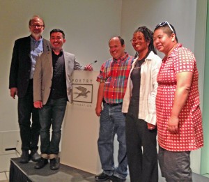Steven Young, program director of the Poetry Foundation, and poets Ruben Quesada, Francisco Aragón, Duriel E. Harris, and Ching-In Chen
